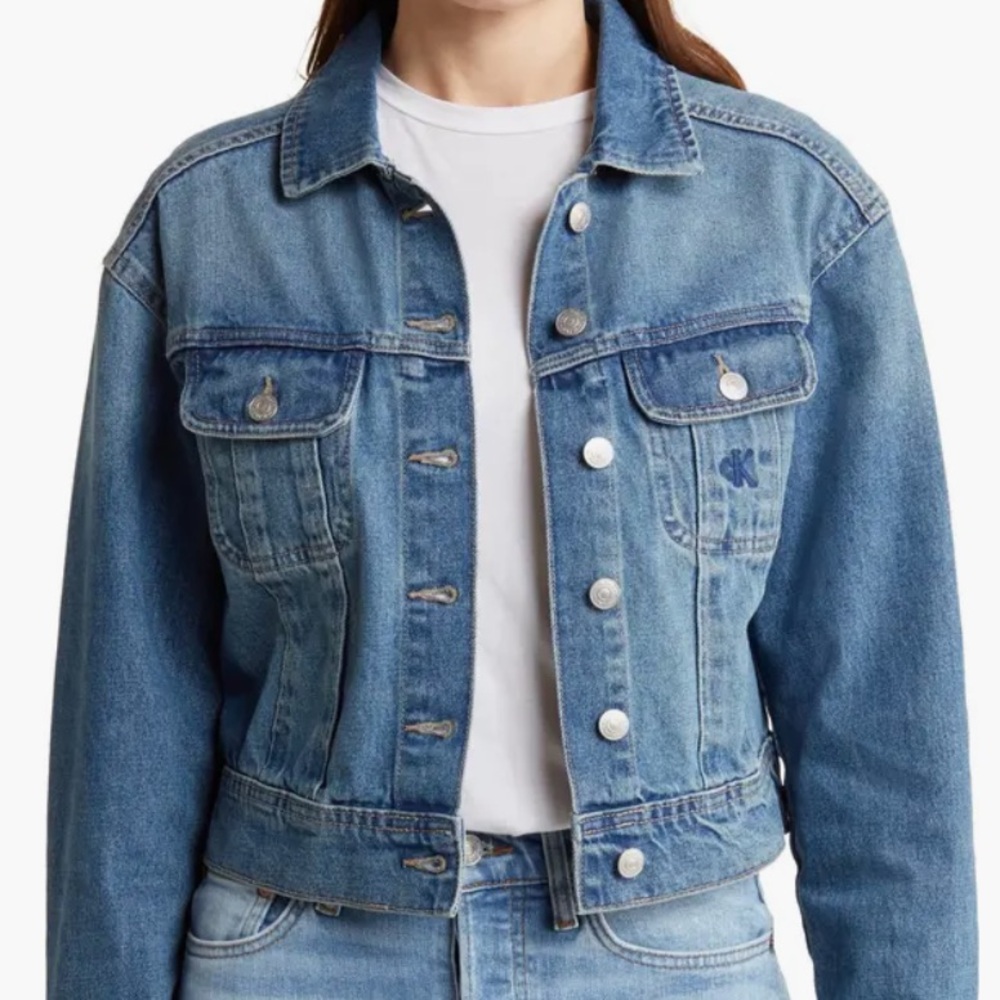 Calvin Klein Jeans Cropped Denim Tucker Jean Jacket Size S